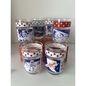 Libbey Apollo 1213,14 Glasses Commemorative NASA Space Mission Set (6)‎ Vintage